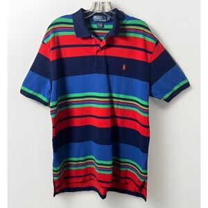 Vintage Polo By Ralph Lauren Polo Golf Shirt Men's Sz L Striped Orange Pony Logo